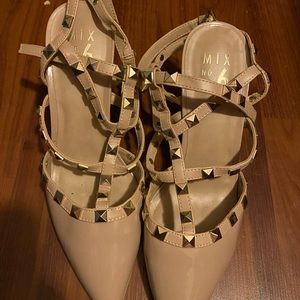 nude studded heels